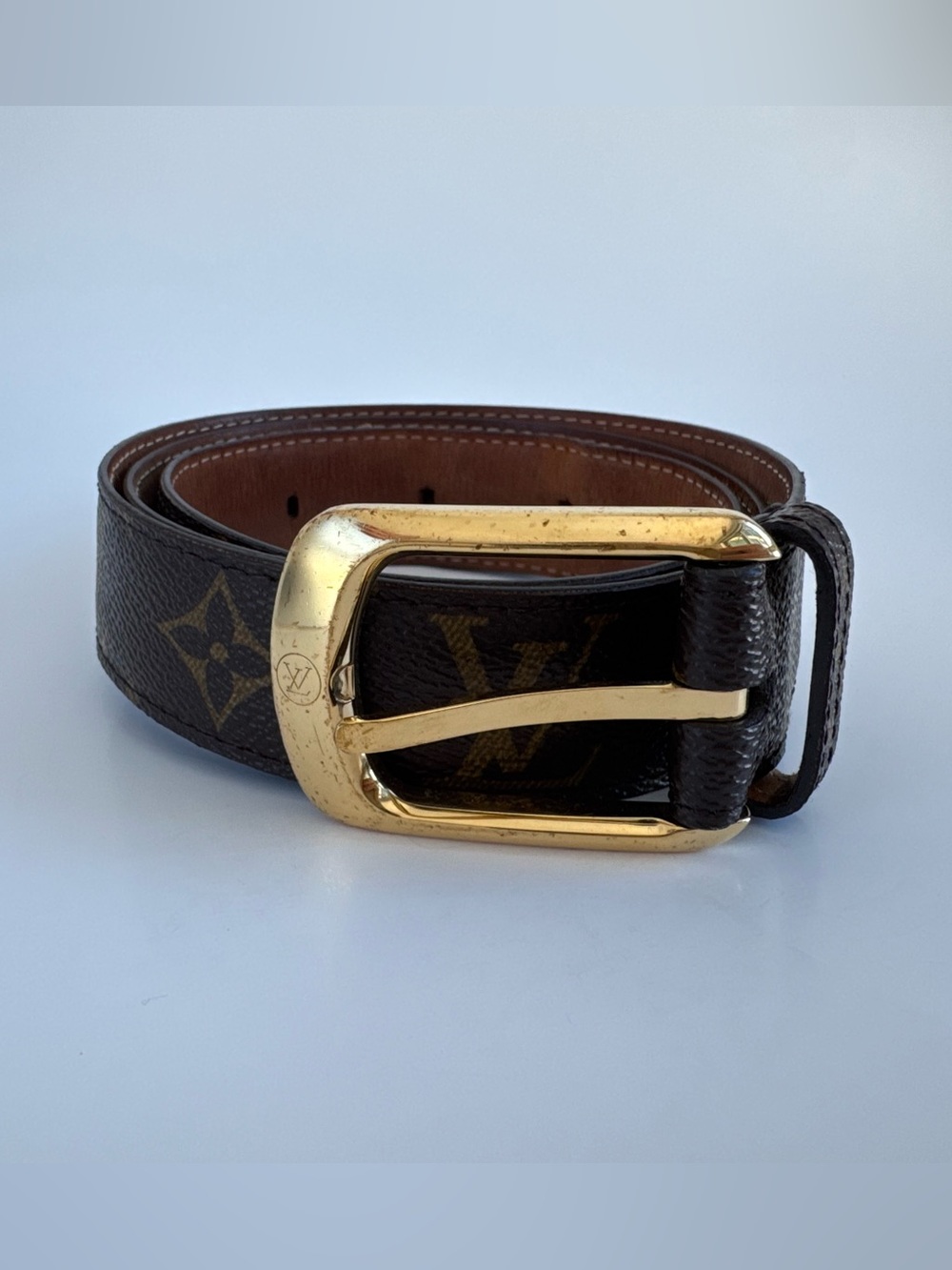 Louis Vuitton Ceinture Ellipse Belt M6919 Monogram Canvas Gold Buckle 85/34